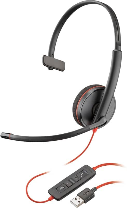 Plantronics blackwire c3210 wired mono headset over-the-head with noise cancellation usb type a with microphone black