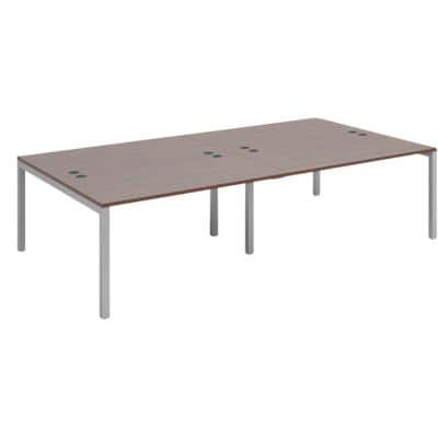 Dams International Rectangular Double Back to Back Desk with Walnut Melamine Top and Silver Frame 4 Legs Connex 2800 x 1600 x 725mm