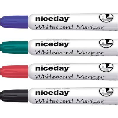 Aanklager Verantwoordelijk persoon afgewerkt Niceday WCM1-5 Whiteboard Marker Broad Chisel Assorted Pack of 4 | Viking  Direct UK