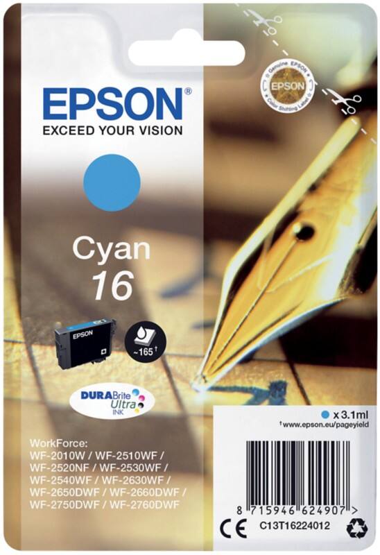 Epson 16 Original Ink Cartridge C13T16224012 Cyan