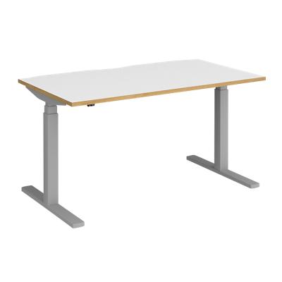 Elev8 Rectangular Sit Stand Single Desk with White & Oak Coloured Melamine Top and Silver Frame 2 Legs Touch 1400 x 800 x 675 - 1300 mm