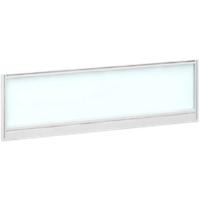 Dams International Desktop Glazed Screen Polar White Aluminium White Frame 1200 x 30 x 380mm