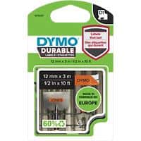 Dymo D1 1978367 Authentic Durable Label Tape Self Adhesive Black Print on Orange 12 mm x 3m
