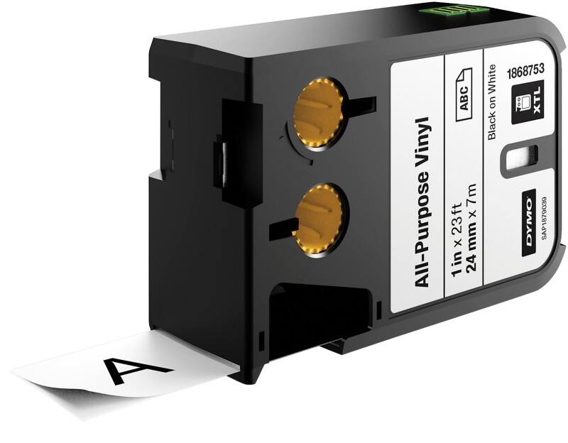 Dymo XTL 1868753 Authentic Vinyl Labelling Tape Self Adhesive Black Print on White 24 mm x 7 m