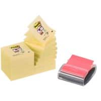 Post-it Super Sticky Z-Notes 76 x 76 mm Canary Yellow 16 Pads of 90 sheets with Free Pro Dispenser Black Value Pack