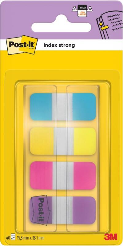 Post-it Index Flags Assorted Plain Special format 4 Packs of 10 Strips