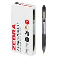 Zebra Z-Grip Smooth Ballpoint Pen Black Medium 0.4 mm Non Refillable Pack of 12