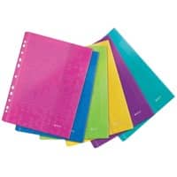 Leitz WOW Punched Pockets 4707 A4 With Flap Embossed Polypropylene 200 Micron Assorted Pack of 6