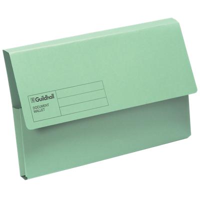 Guildhall Document Wallet Foolscap 285gsm Green Pack of 50