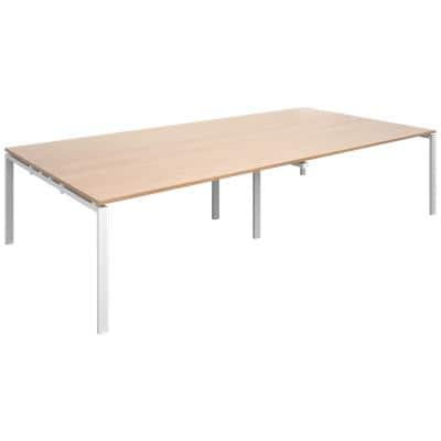 Dams International Rectangular Boardroom Table with Beech Coloured MFC & Aluminium Top and White Frame EBT3216-WH-B 3200 x 1600 x 725 mm