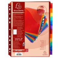 Exacompta Blank Dividers A4+ Assorted Multicolour 12 Part PP (Polypropylene) 11 Holes 4844E