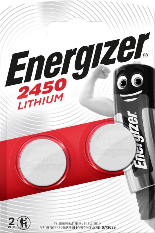 Energizer Button Cell Batteries CR2450 3V Lithium Pack of 2