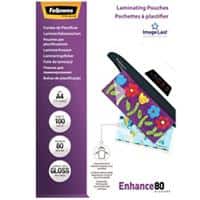 Fellowes ImageLast Enhance Laminating Pouch A4 Glossy 80 microns (2 x 80) Transparent Pack of 100