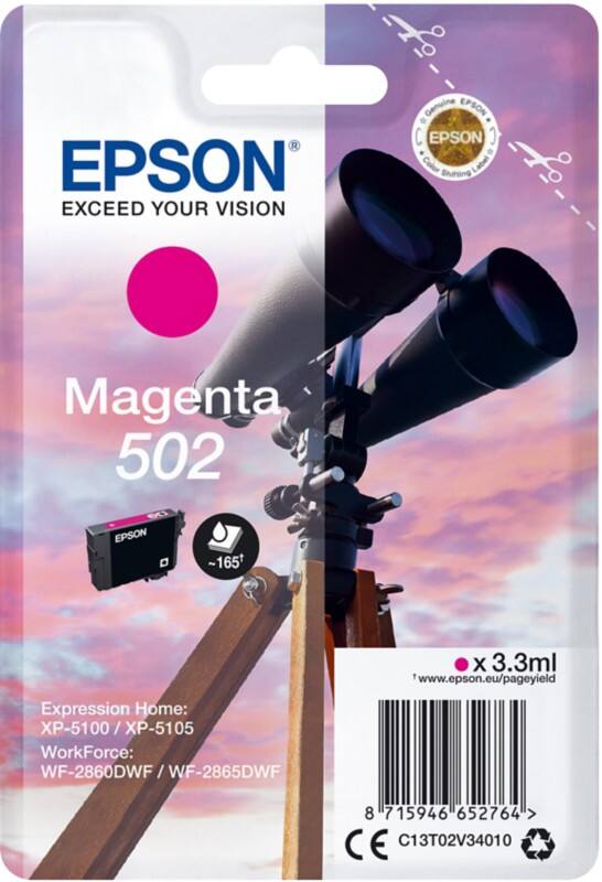 Epson 502 Original Ink Cartridge C13T02V34010 Magenta