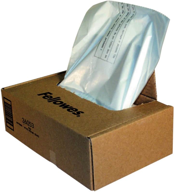 Fellowes Shredder Bags 34 L for Fellowes Shredders 90S, 99Ms, 99Ci, HS-440, 130C, 200C Pack of 100