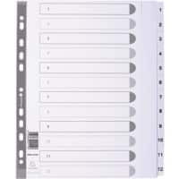 Guildhall Numerical Dividers MWD1-12Z-EW A4+ White 12 Part Card 1 to 12