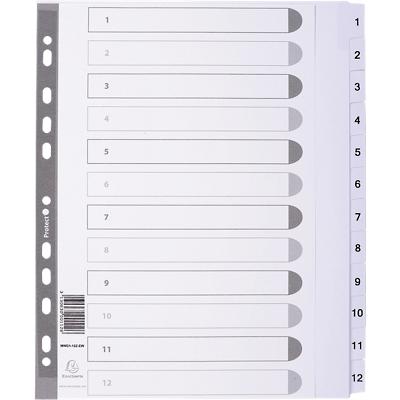 Guildhall Numerical Dividers MWD1-12Z-EW A4+ White 12 Part Card 1 to 12