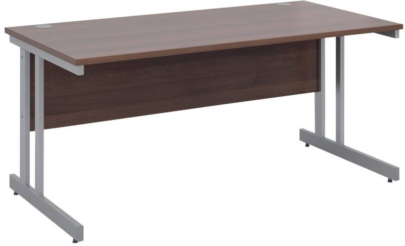 Rectangular Straight Desk with Walnut MFC Top and Silver Frame Cantilever Legs Momento 1600 x 800 x 725 mm