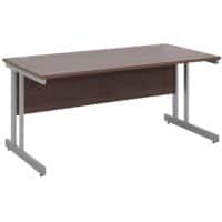Rectangular Straight Desk with Walnut MFC Top and Silver Frame Cantilever Legs Momento 1600 x 800 x 725 mm