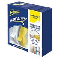 Sellotape Sticky Hook and Loop Strip Removable 20mm x 6m Strip Yellow, White