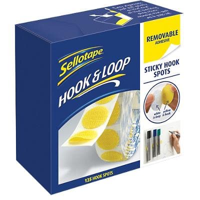 Sellotape Sticky Hook Spots Removable 22mm Yellow Pack of 125