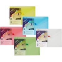 Snopake Polyfile Document Wallet A5 Press Stud PP (Polypropylene) Landscape 25 (W) x 18.5 (H) cm Assorted Pack of 5