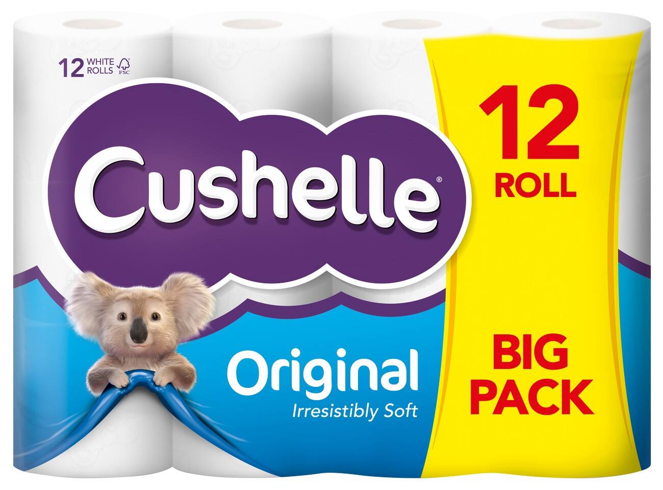 Cushelle Paper 2 Ply Toilet Rolls Comfort White 12 Rolls 180 Sheets