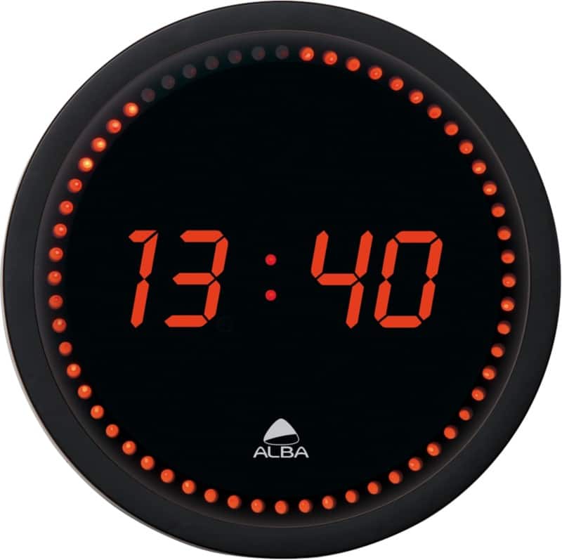 Alba Digital Wall Clock HORLED 30 x 4cm Black