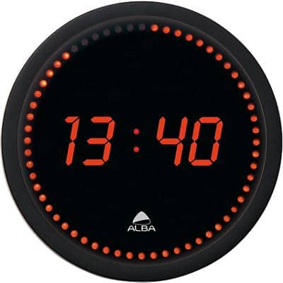 Alba Digital Wall Clock HORLED 30 x 4cm Black