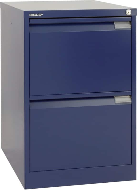 Bisley BS Steel Filing Cabinet 2 Drawers Lockable 470 x 622 x 711 mm Oxford Blue