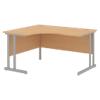 Corner Desk Radial Left Desk with Beech Coloured MFC Top and Silver Frame Optima C 1400 x 1200 x 720mm