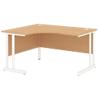 Corner Desk Radial Left Desk with Beech Coloured MFC Top and White Frame Optima C 1400 x 1200 x 720mm