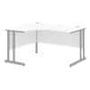 Corner Desk Radial Left Desk with White MFC Top and Silver Frame Optima C 1400 x 1200 x 720mm