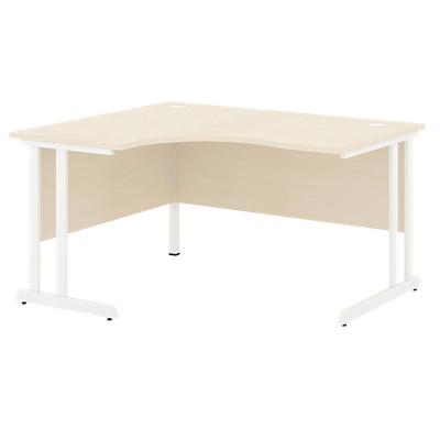 Corner Desk Radial Left Desk with Maple Coloured MFC Top and White Frame Optima C 1600 x 1200 x 720mm