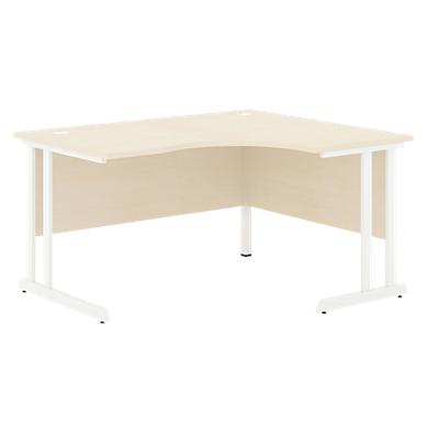 Corner Desk Radial Right Desk with Maple Coloured MFC Top and White Frame Optima C 1600 x 1200 x 720mm