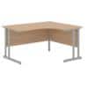 Corner Desk Radial Right Desk with Oak Coloured MFC Top and Silver Frame Optima C 1600 x 1200 x 720mm