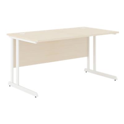 Rectangular Straight Desk with Maple Coloured MFC Top and White Frame Optima C 1400 x 800 x 720mm