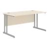 Rectangular Straight Desk with Maple Coloured MFC Top and Silver Frame Optima C 1600 x 800 x 720mm