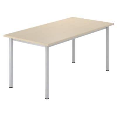 Rectangular Desk with Beech Coloured MFC Top and Silver Frame Optima G 1600 x 800 x 720 mm