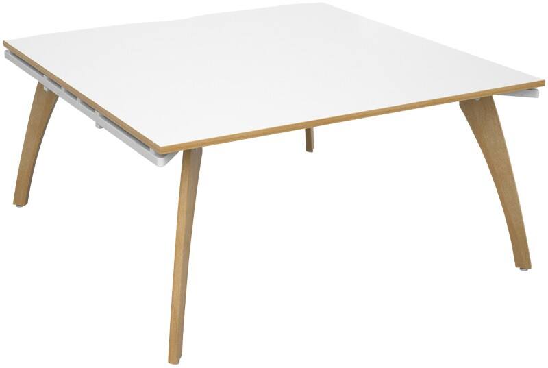Dams International Square Boardroom Table with White/Oak Edge Coloured MFC & Aluminium Top and White Frame FZBT1616-WH-WO 1600 x 1600 x 725 mm
