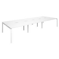 Dams International Rectangular Triple Back to Back Desk with White Melamine Top and White Frame 4 Legs Adapt II 4200 x 1600 x 725 mm