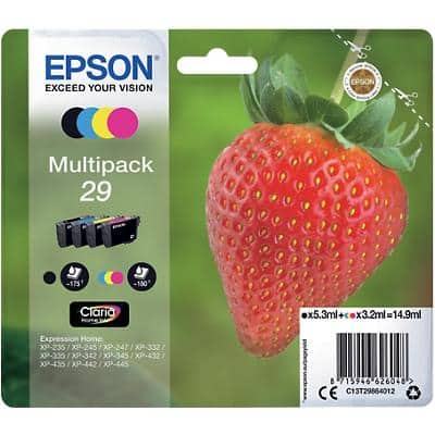 Epson 29 Original Ink Cartridge C13T29864012 Black& 3 Colours Multipack Pack of 4