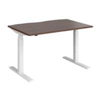 Elev8 Rectangular Sit Stand Single Desk with Walnut Melamine Top and White Frame 2 Legs Touch 1200 x 800 x 675 - 1300 mm