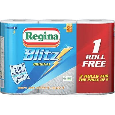 Regina Kitchen Roll Blitz 3 Ply 3 Rolls of 70 Sheets