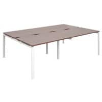 Dams International Rectangular Double Back to Back Desk with Walnut Melamine Top and White Frame 4 Legs Adapt II 2400 x 1600 x 725mm