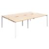 Dams International Rectangular Double Back to Back Desk with Beech Coloured Melamine Top and White Frame 4 Legs Adapt II 2400 x 1600 x 725mm