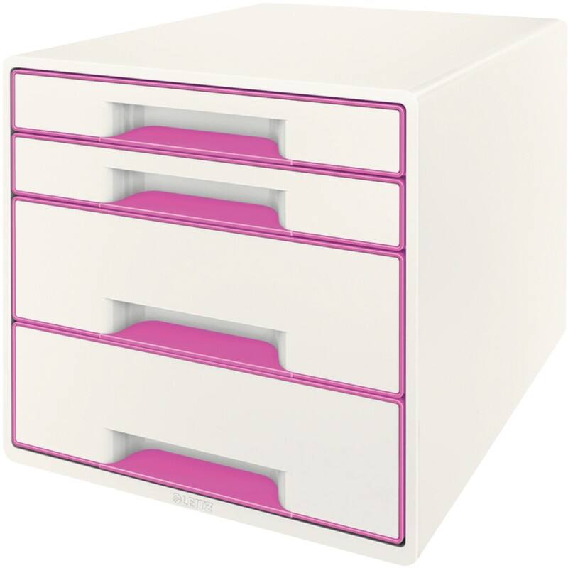 Leitz WOW Drawer Unit Plastic Pink 4 Drawers 28.7 x 36.3 x 27 cm A4 Maxi