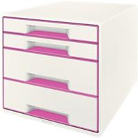 Leitz WOW Drawer Unit 4 52132023 A4+ Plastic Pink 28.7 x 36.3 x 27 cm