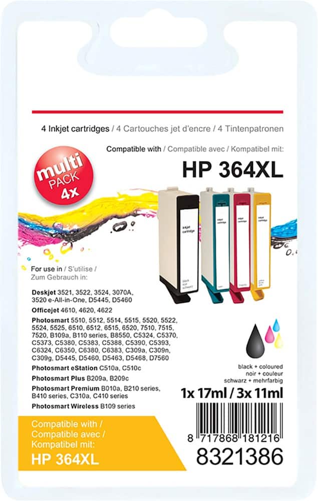 364XL Huismerk Cartridges Set van 10 stuks XL met 4 x zwart breed