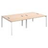 Rectangular Double Back to Back Desk with Beech Coloured Melamine & Steel Top and White Frame 6 Legs Connex 2400 x 1600 x 725 mm